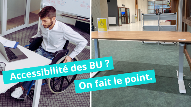 image homme en fauteuil roulant et photo table réglable bu