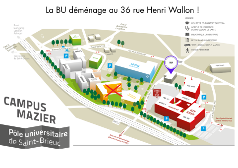 plan du campus de mazier avec l'emplacement de la nouvelle bibliothèque 